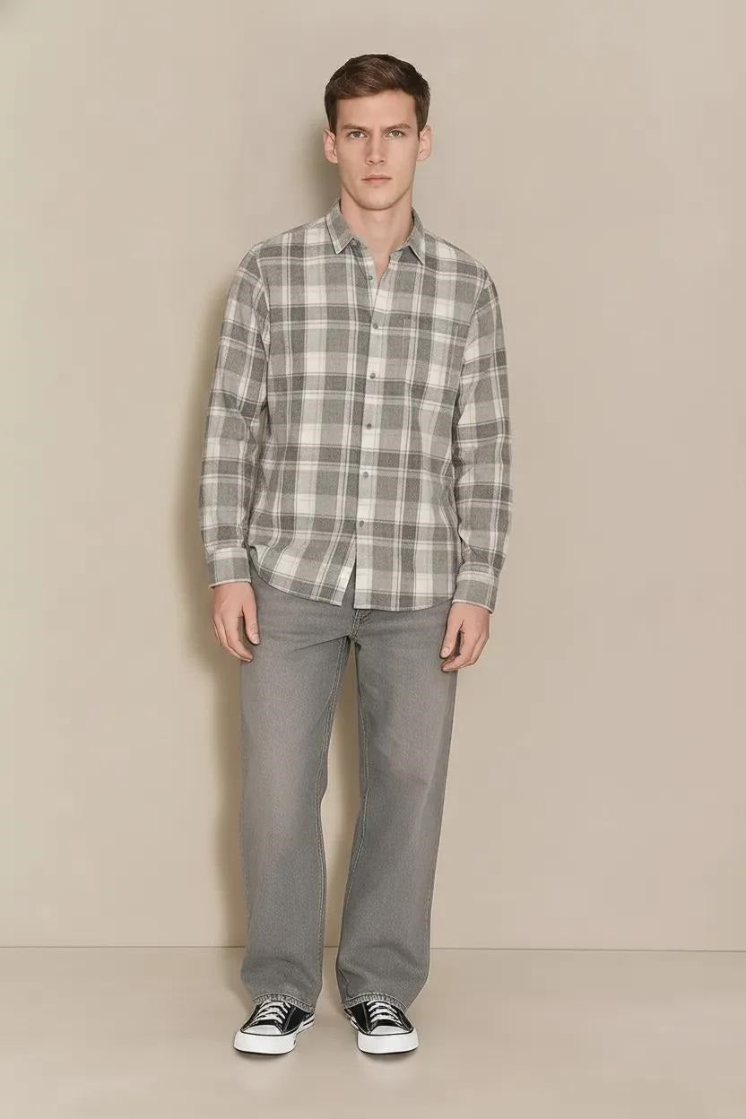Men Light Olive Tartan Checks Checked Casual Shirt