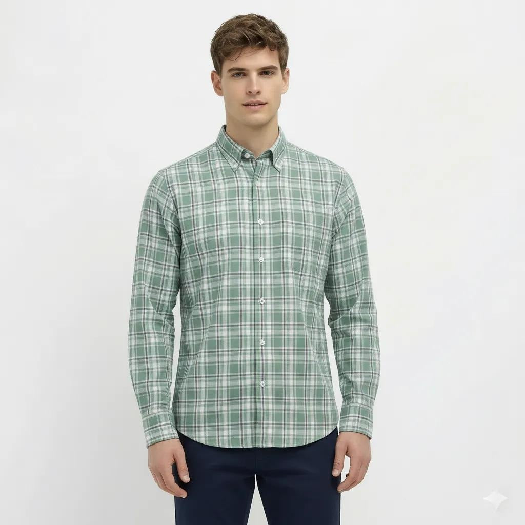 Men Mint Gingham Checks Checked Casual Shirt