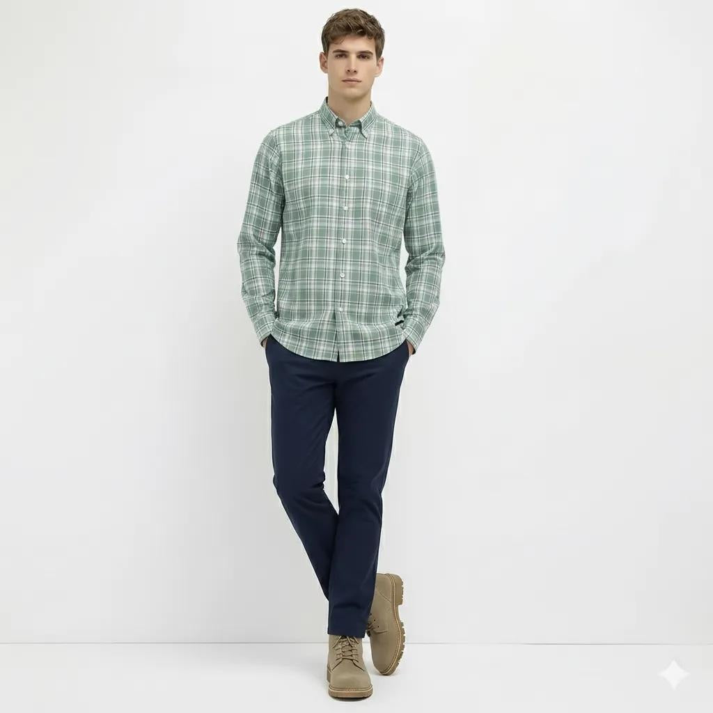 Men Mint Gingham Checks Checked Casual Shirt