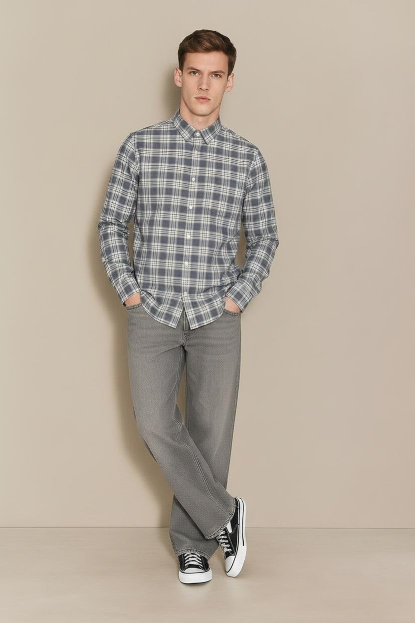 Men Air-Force Tartan Checks Checked Casual Shirt
