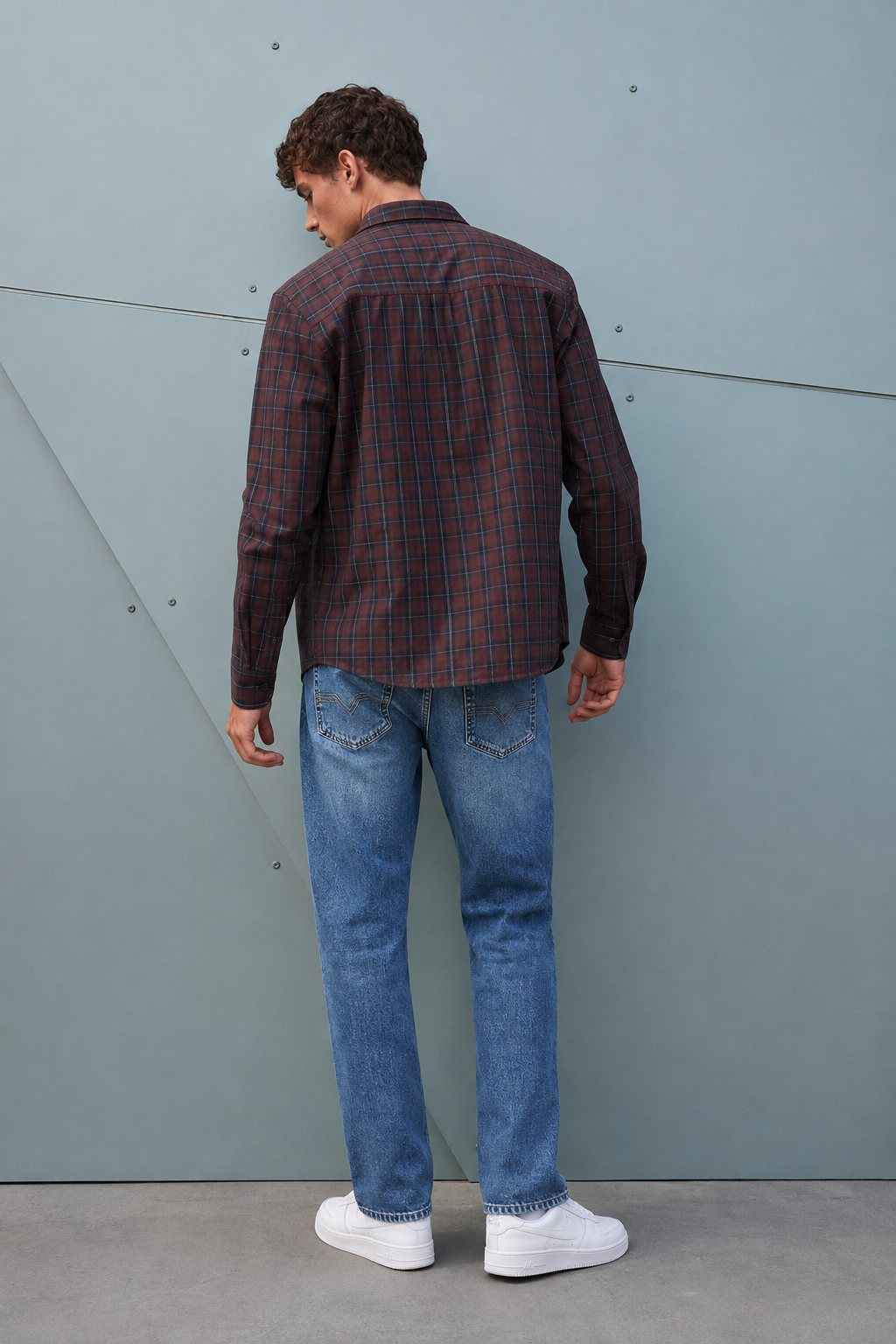 Men’s Coffee Cotton Check Full Sleeve Shirt | Regular Fit
