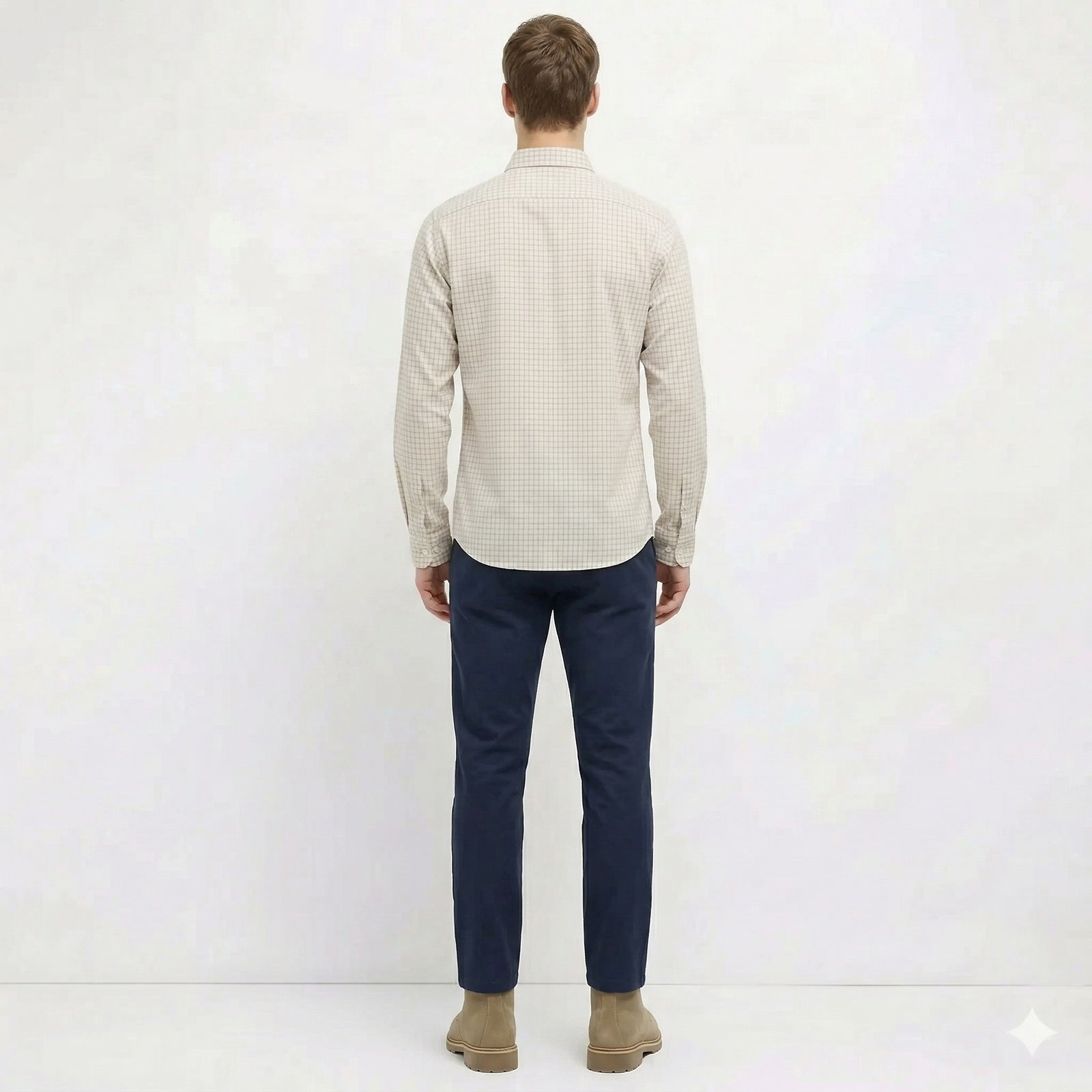 Men Off White Checked Casual Shirt