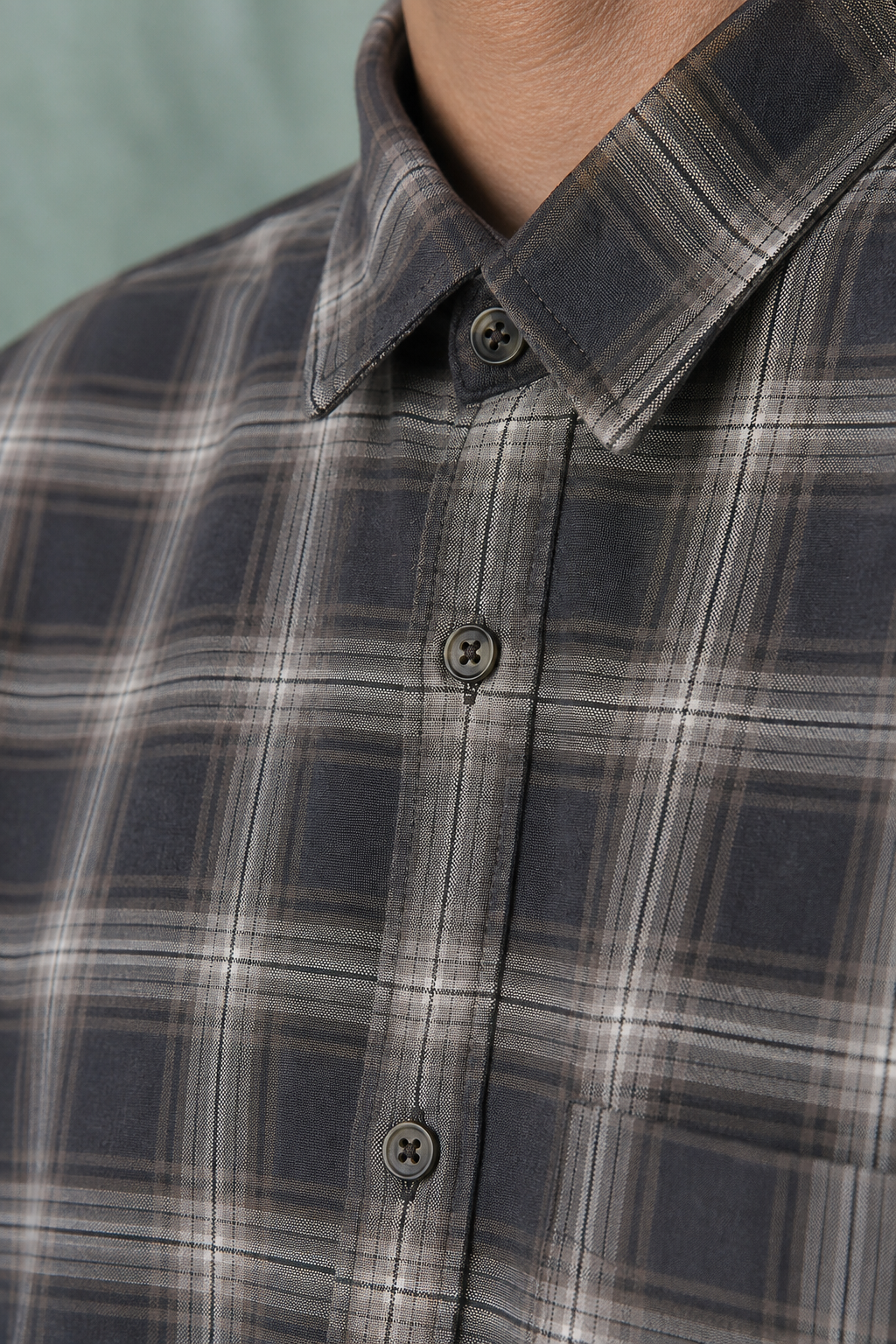 Men’s Dark Olive Oxford Check Full Sleeve Shirt | Regular Fit Checked
