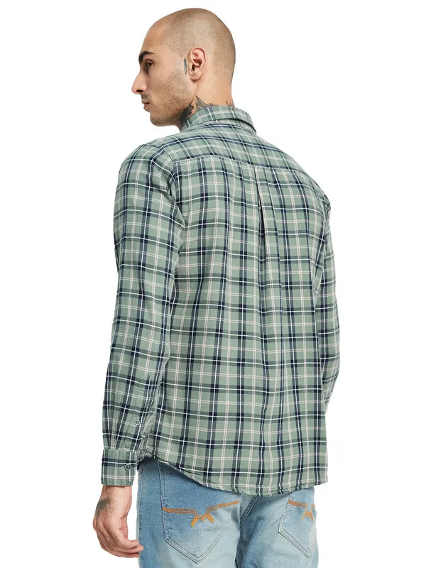 Mettle Spread Collar Tartan Checked Casual Shirt