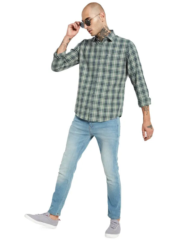 Mettle Spread Collar Tartan Checked Casual Shirt