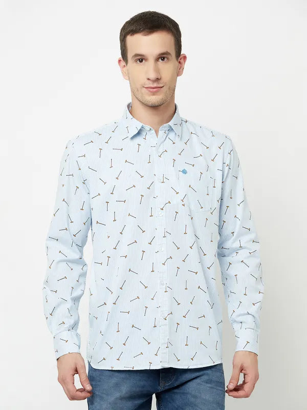 Mettle Men Blue Printed Casual Shirt