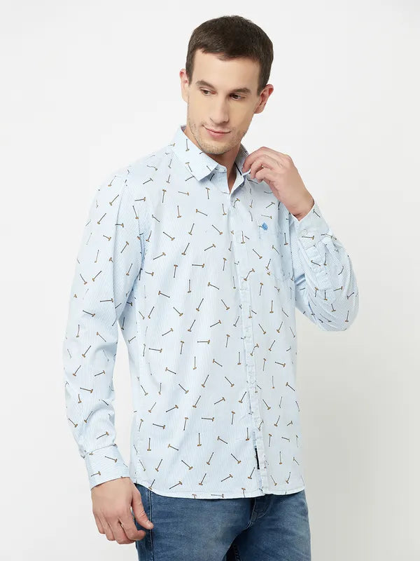 Mettle Men Blue Printed Casual Shirt