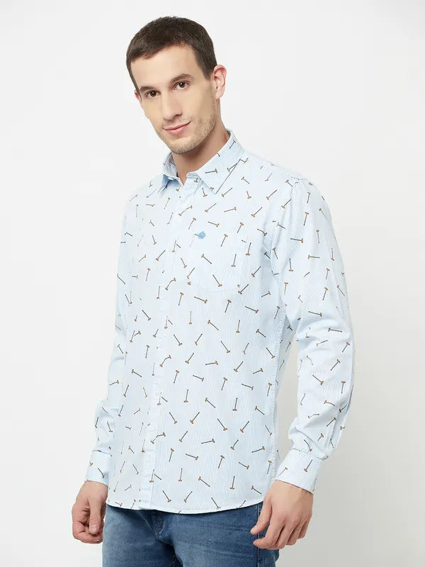 Mettle Men Blue Printed Casual Shirt