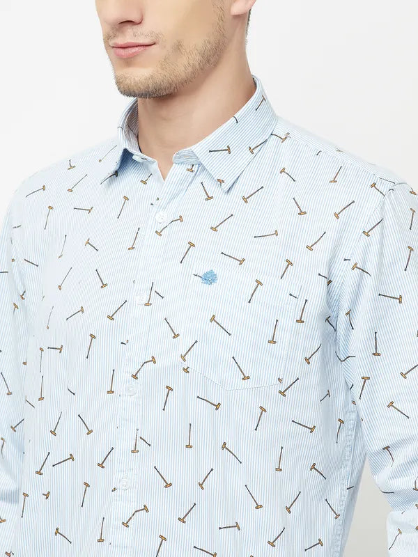 Mettle Men Blue Printed Casual Shirt