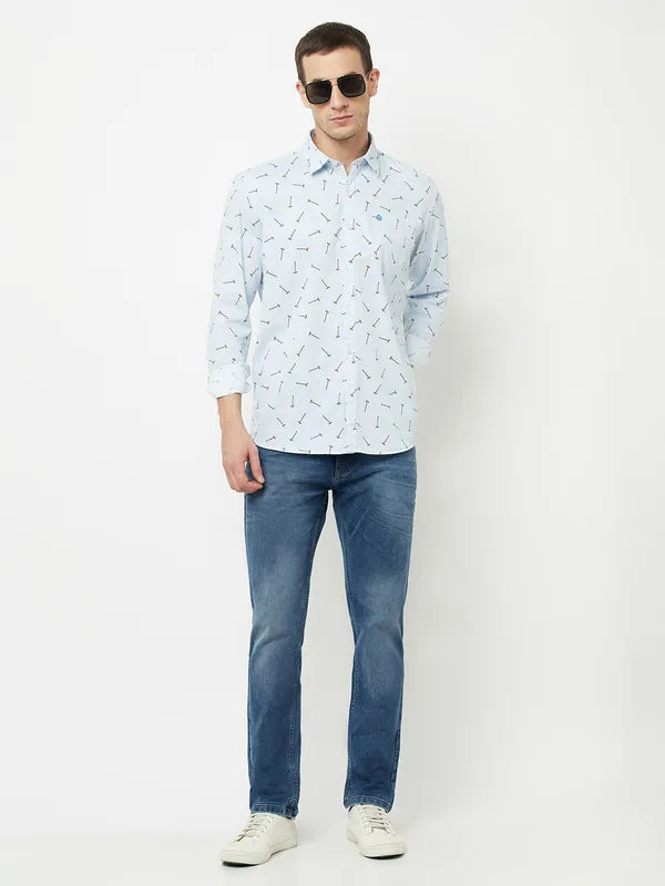 Mettle Men Blue Printed Casual Shirt