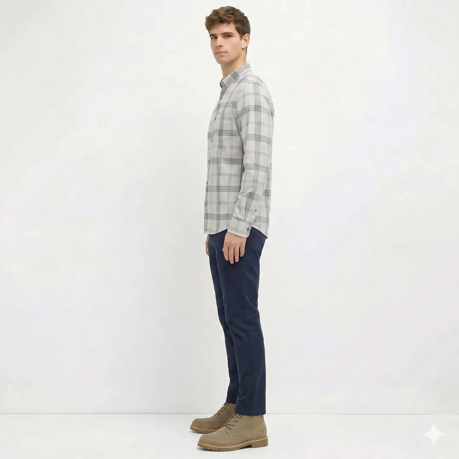 Men White Checked Casual Shirt