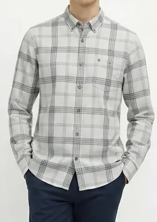 Men White Checked Casual Shirt