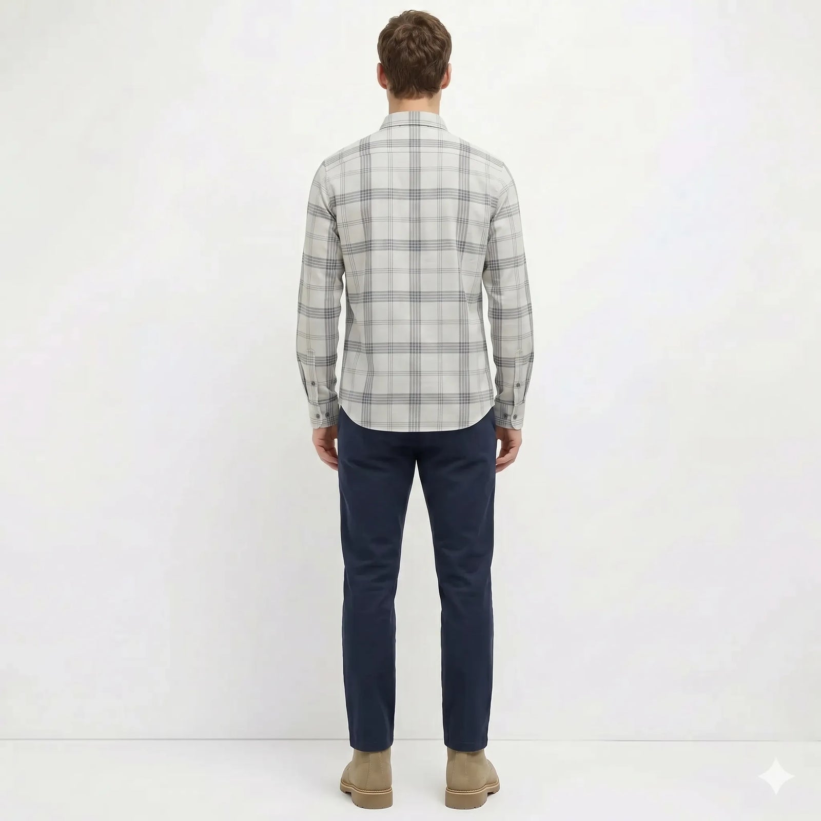 Men White Checked Casual Shirt