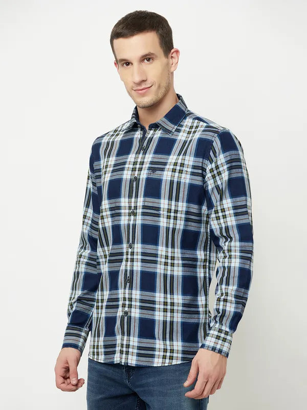 Mettle Men Blue Tartan Checks Checked Casual Shirt