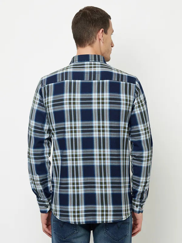 Mettle Men Blue Tartan Checks Checked Casual Shirt