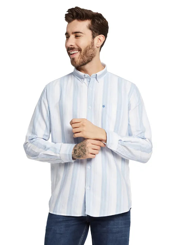 Mettle Men Opaque Striped Casual Shirt