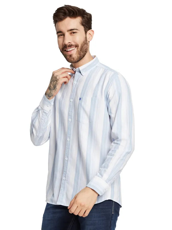 Mettle Men Opaque Striped Casual Shirt