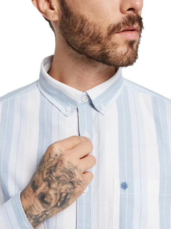 Mettle Men Opaque Striped Casual Shirt