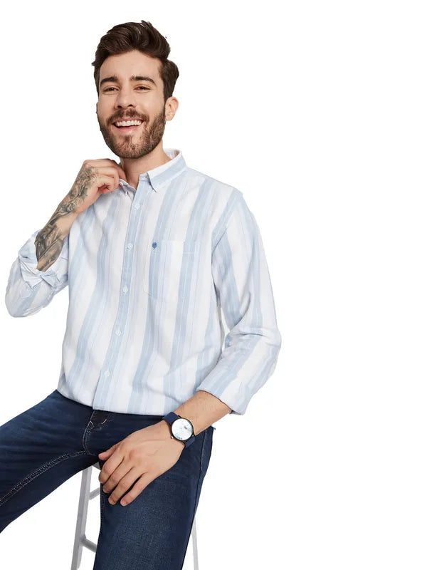 Mettle Men Opaque Striped Casual Shirt