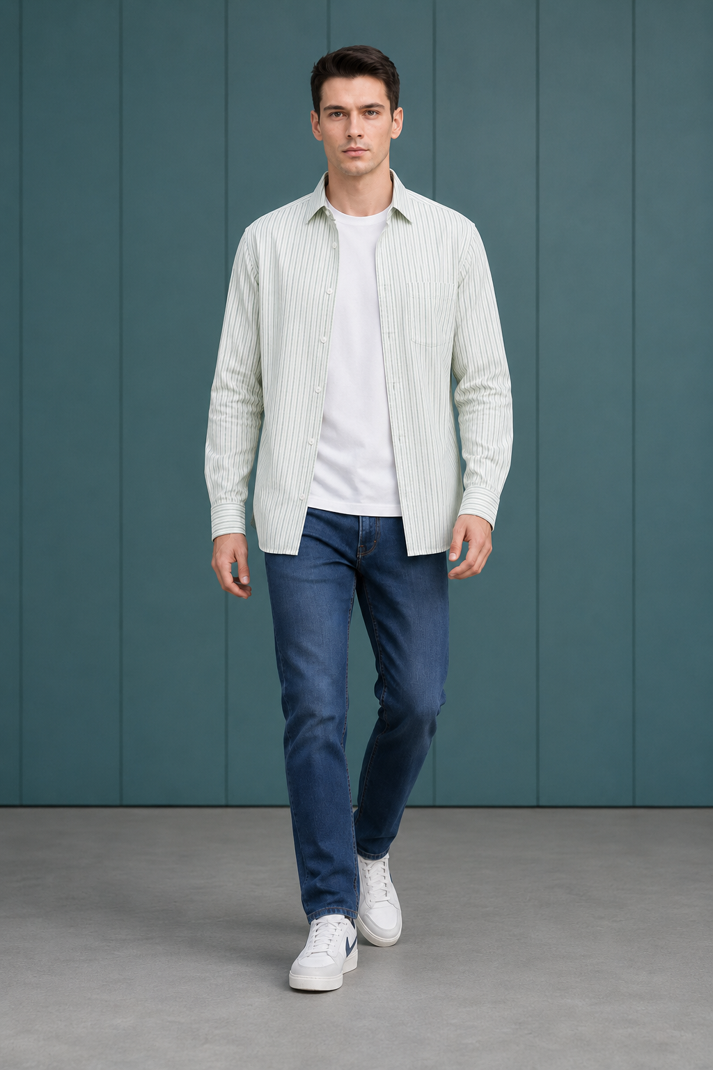 Men’s Fern Cotton Stripe Full Sleeve Shirt | Regular Fit