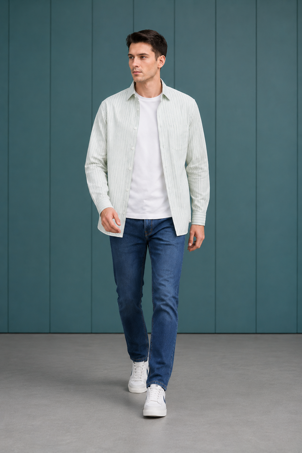 Men’s Fern Cotton Stripe Full Sleeve Shirt | Regular Fit
