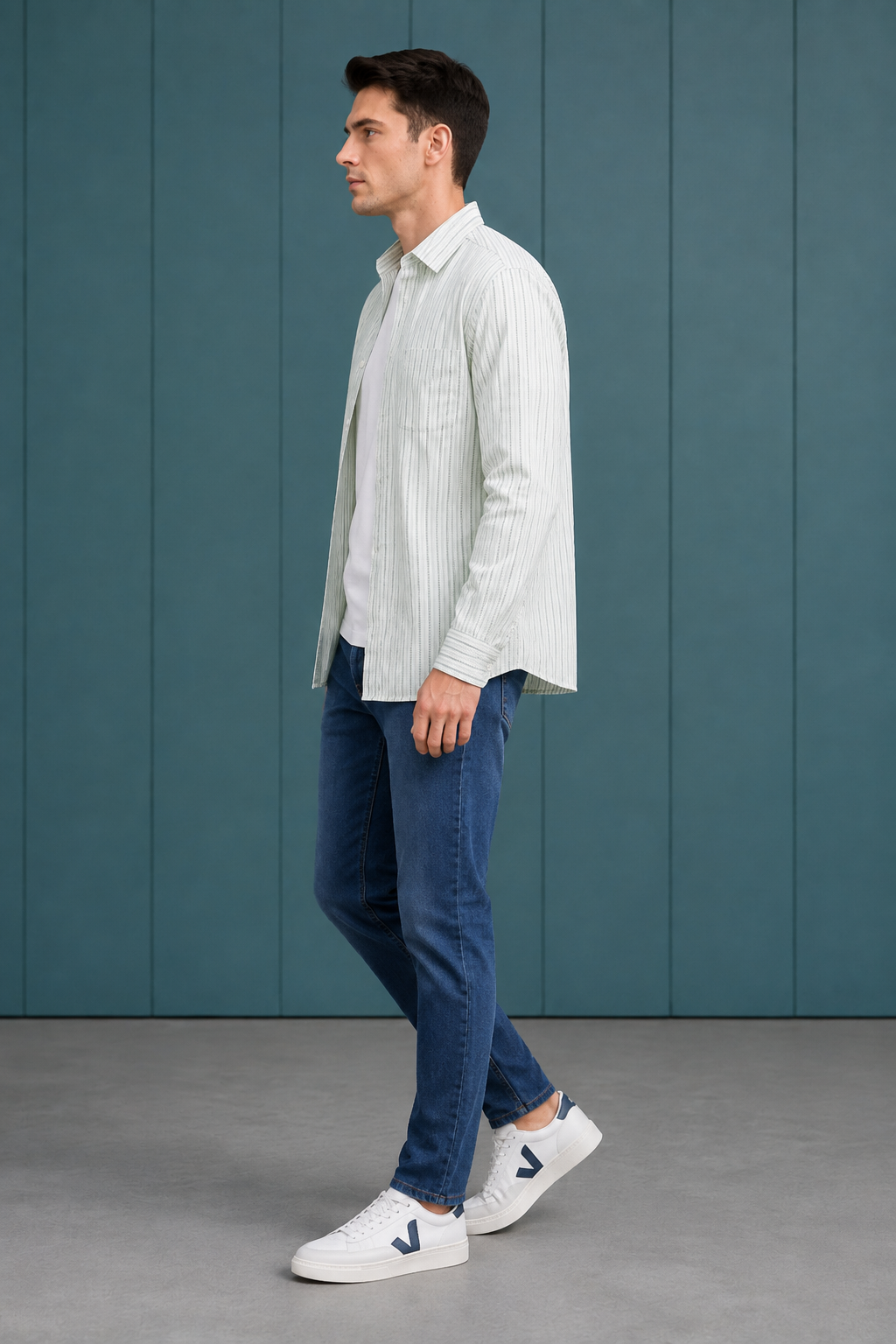 Men’s Fern Cotton Stripe Full Sleeve Shirt | Regular Fit