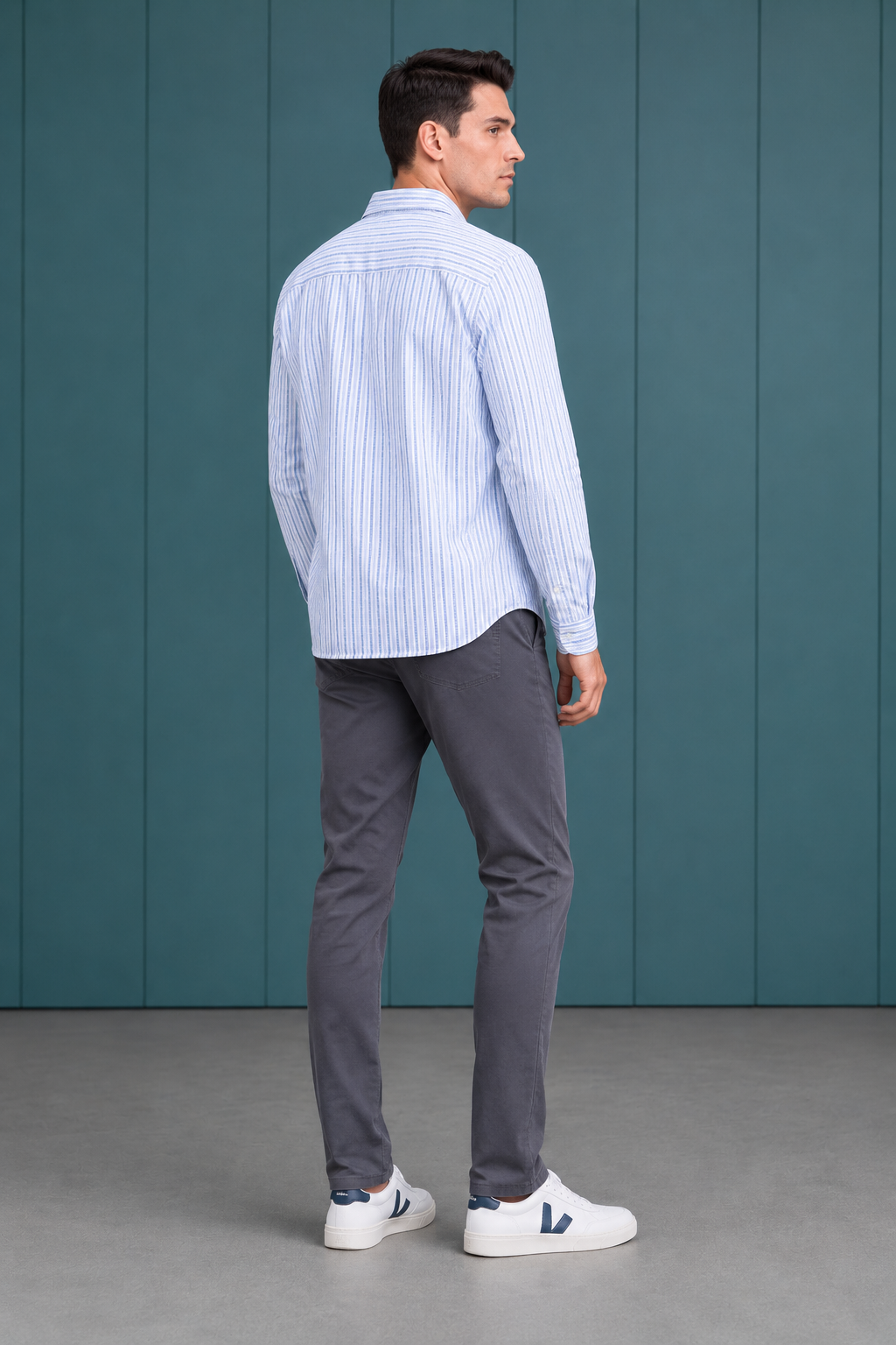 Men’s Sky Cotton Stripe Full Sleeve Shirt | Regular Fit