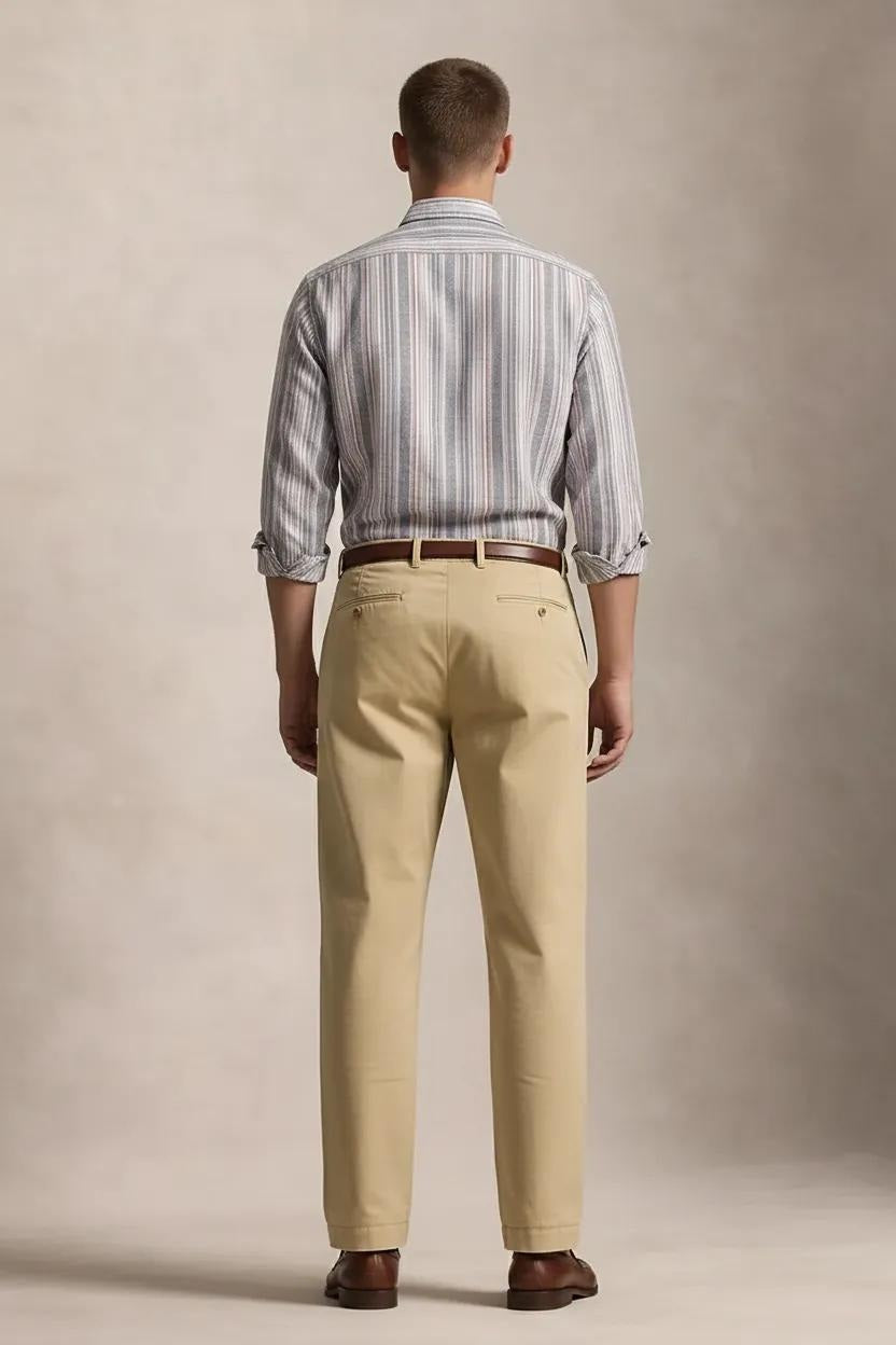 Men Light Pink Striped Casual Shirt