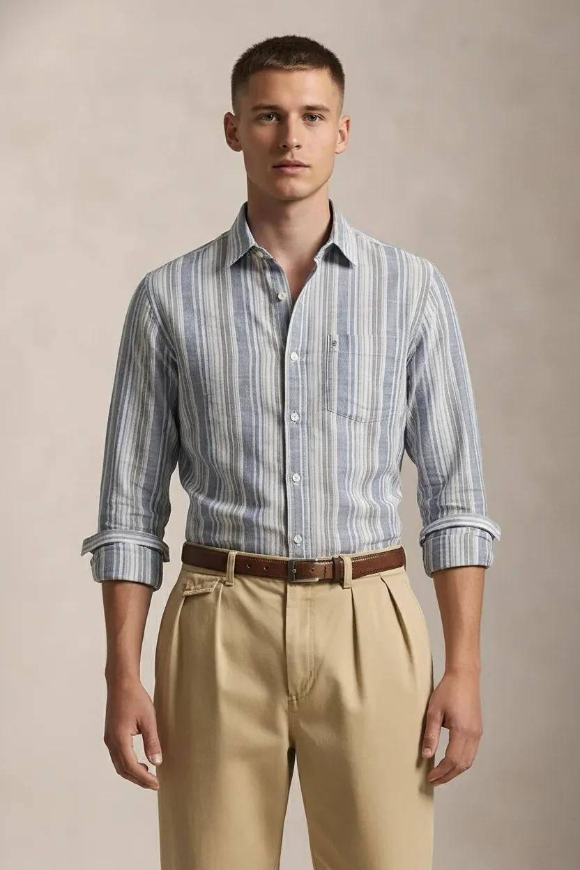 Men Sky Striped Casual Shirt