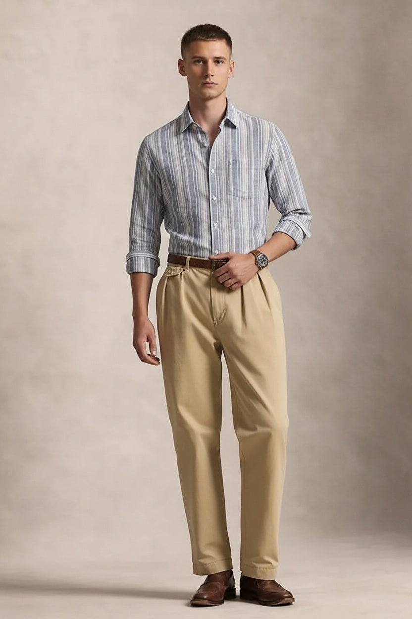 Men Sky Striped Casual Shirt