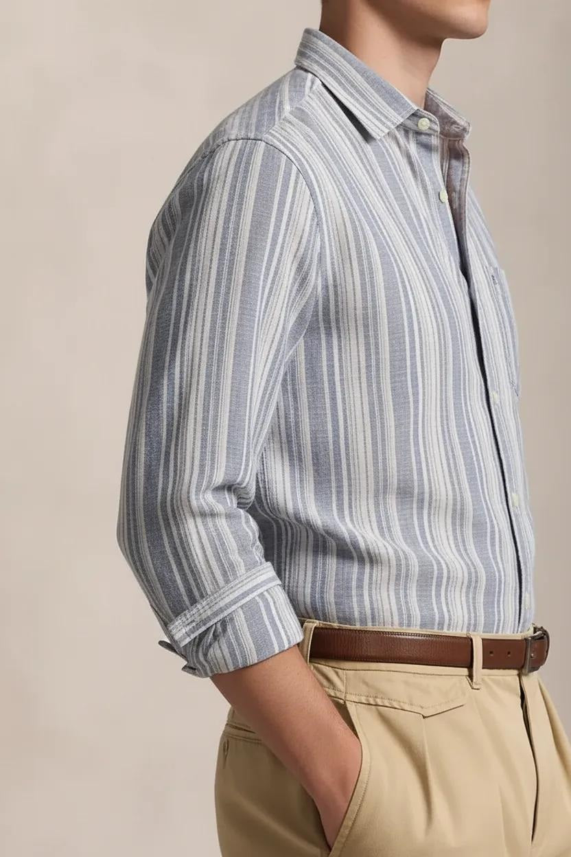 Men Sky Striped Casual Shirt