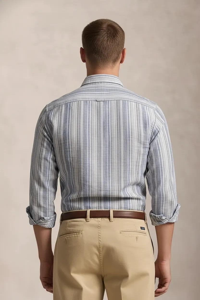 Men Sky Striped Casual Shirt