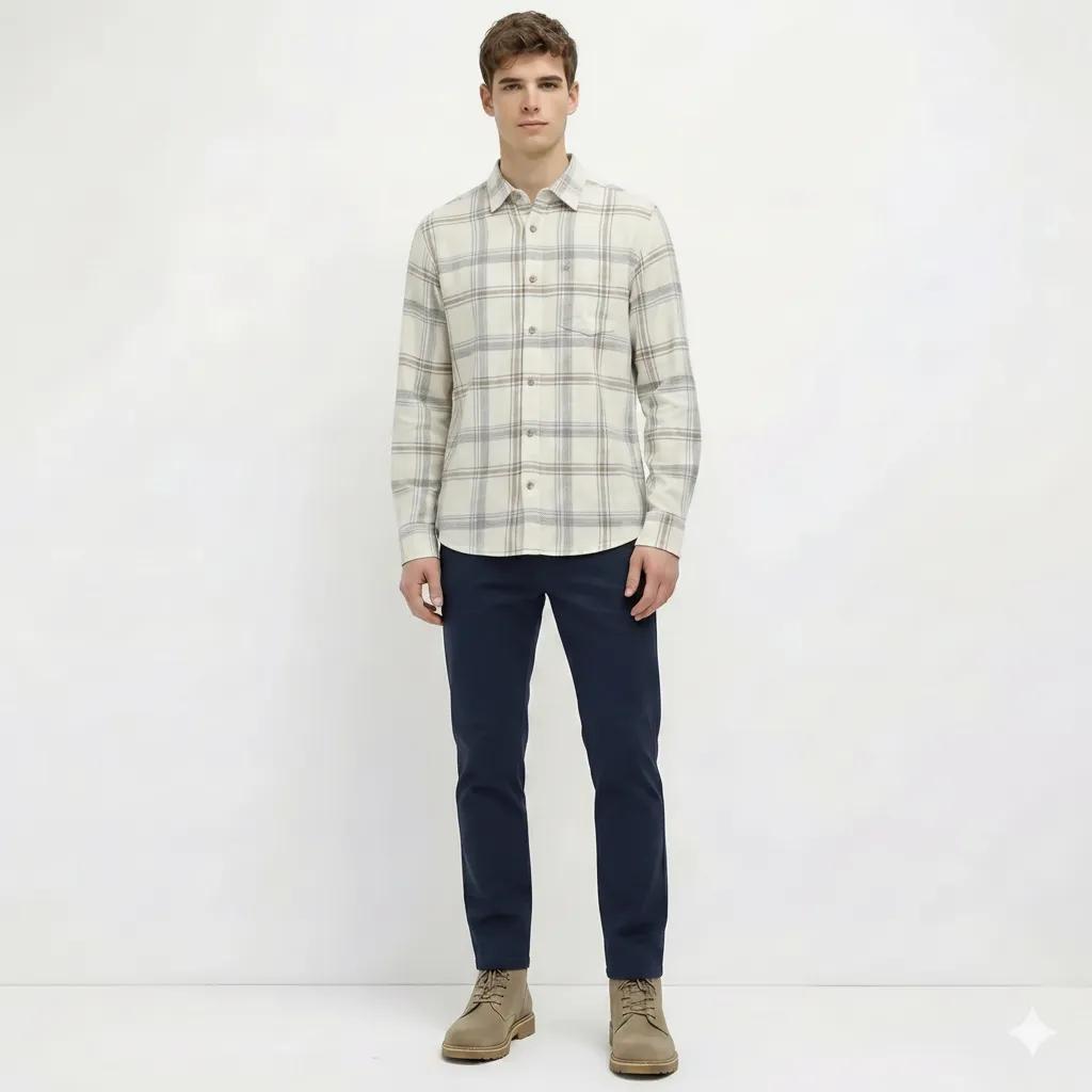 Men Natural Checked Casual Shirt
