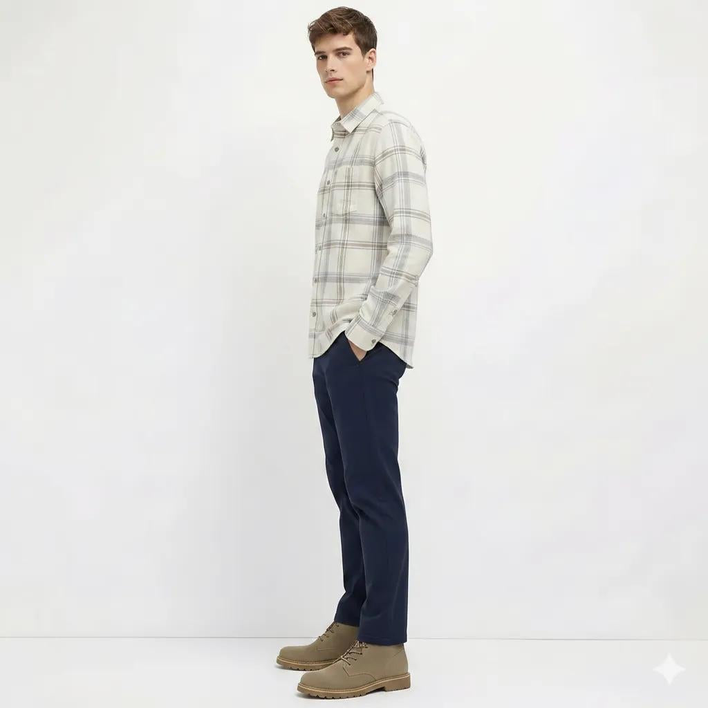 Men Natural Checked Casual Shirt