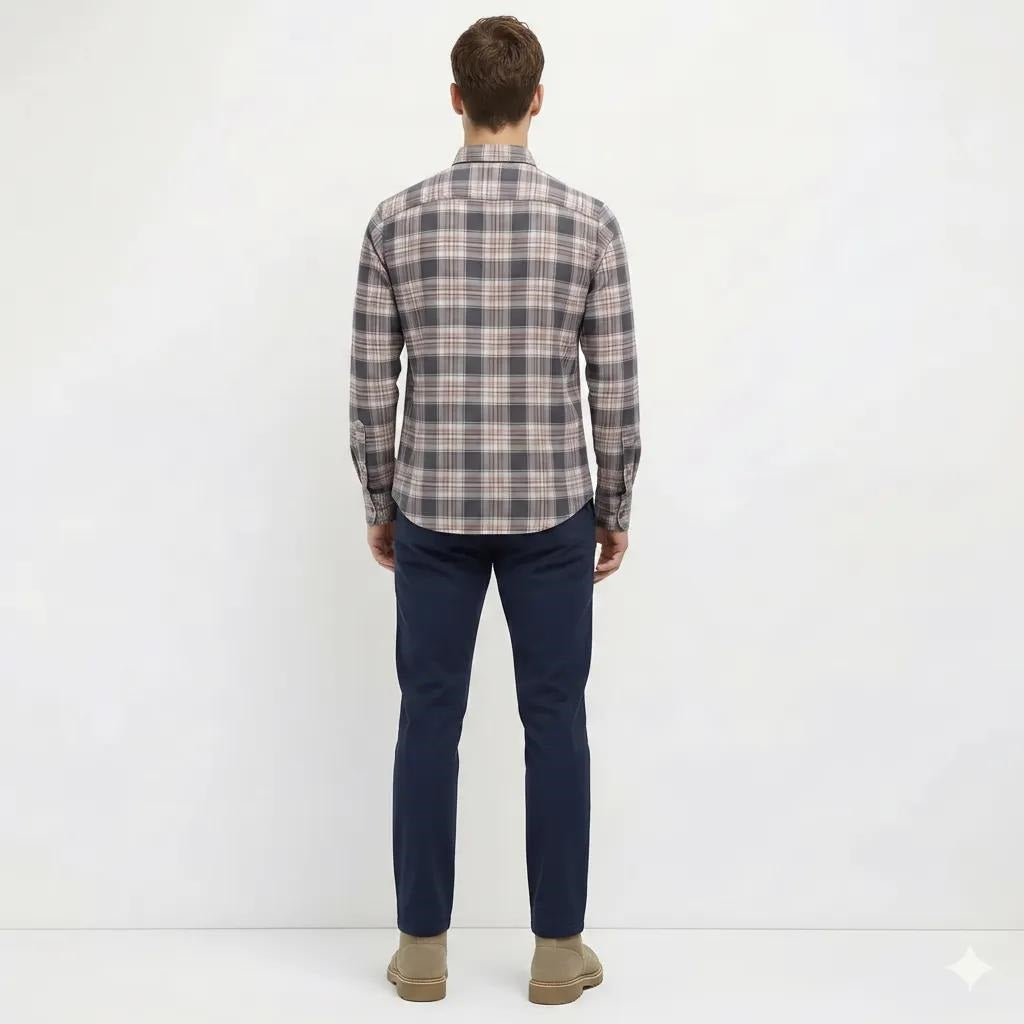Men Grey Tartan Checks Checked Casual Shirt
