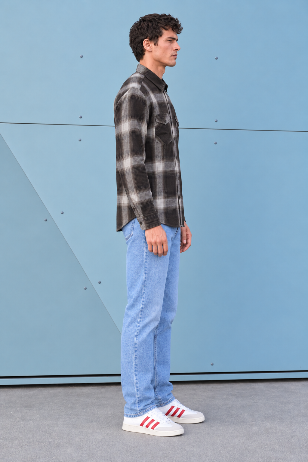 Men’s Espresso Twill Check Shirt – Regular Fit Full Sleeve Casual Shirt