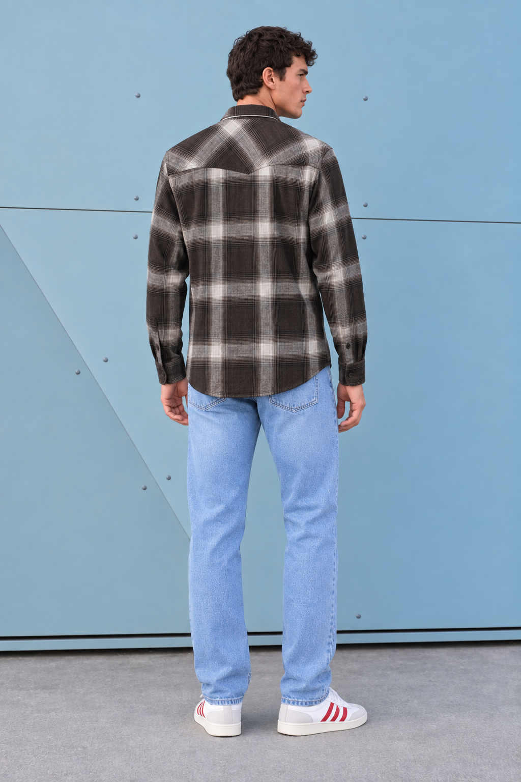 Men’s Espresso Twill Check Shirt – Regular Fit Full Sleeve Casual Shirt