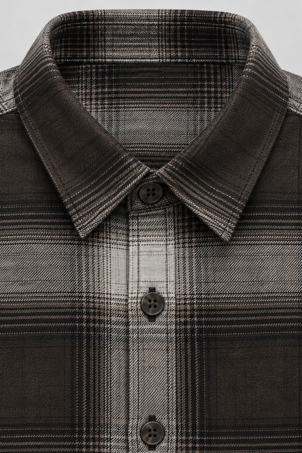 Men’s Espresso Twill Check Shirt – Regular Fit Full Sleeve Casual Shirt