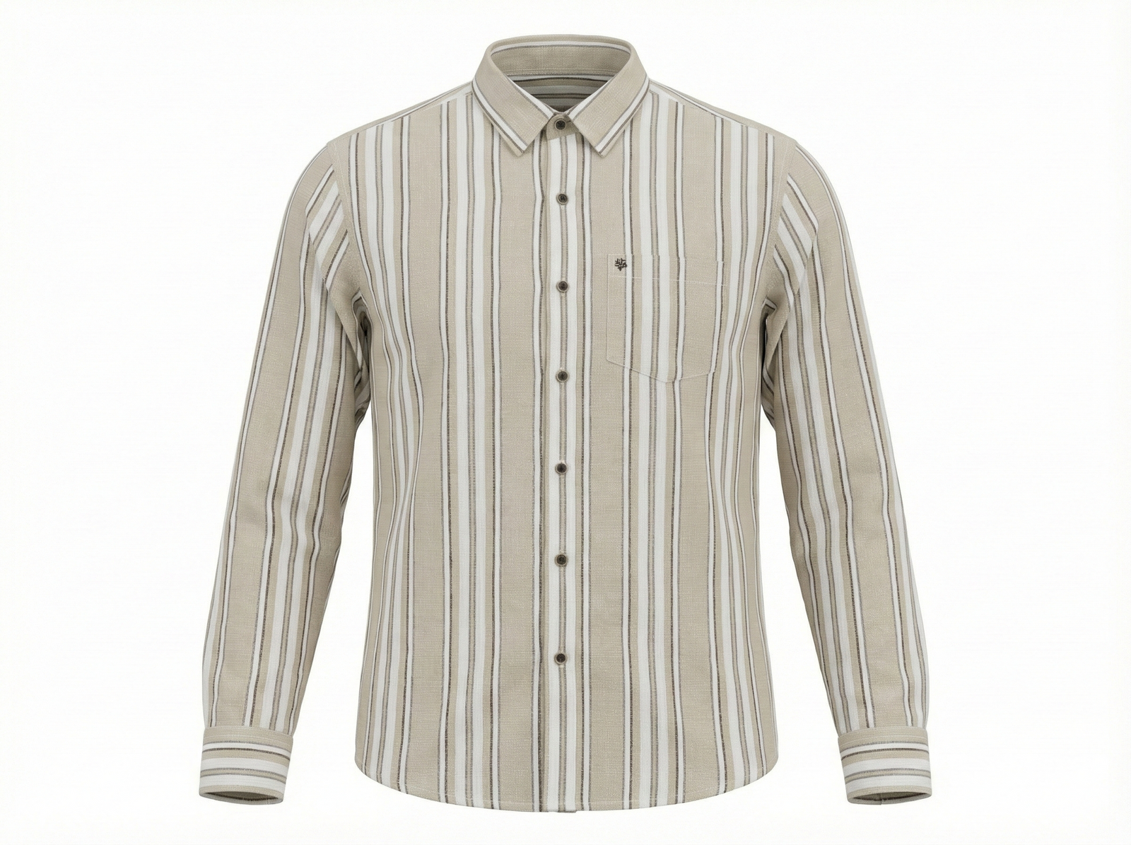 Men Natural Striped Polo Neck Shirt
