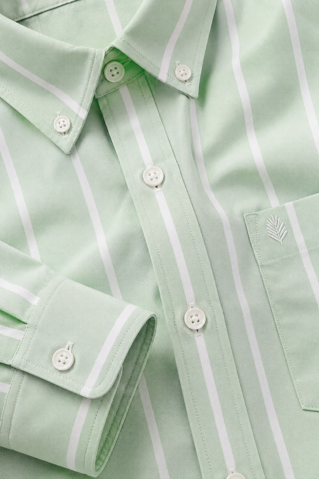 Men’s Mint Oxford Stripe Full Sleeve Shirt | Button-Down Collar Regular Fit