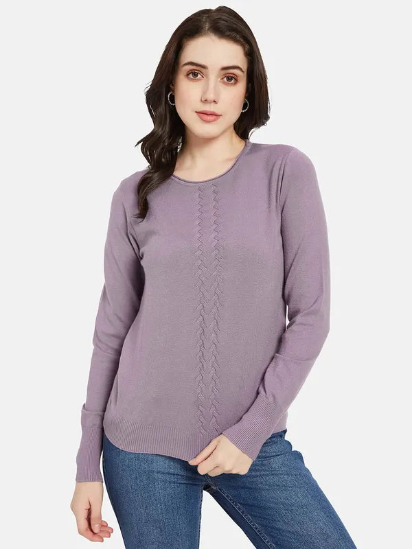 Mettle Women Purple Cable Knit Pullover