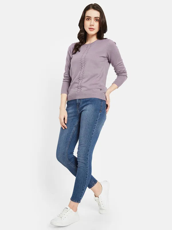 Mettle Women Purple Cable Knit Pullover