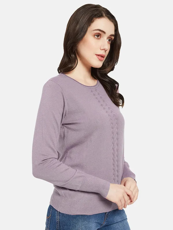 Mettle Women Purple Cable Knit Pullover