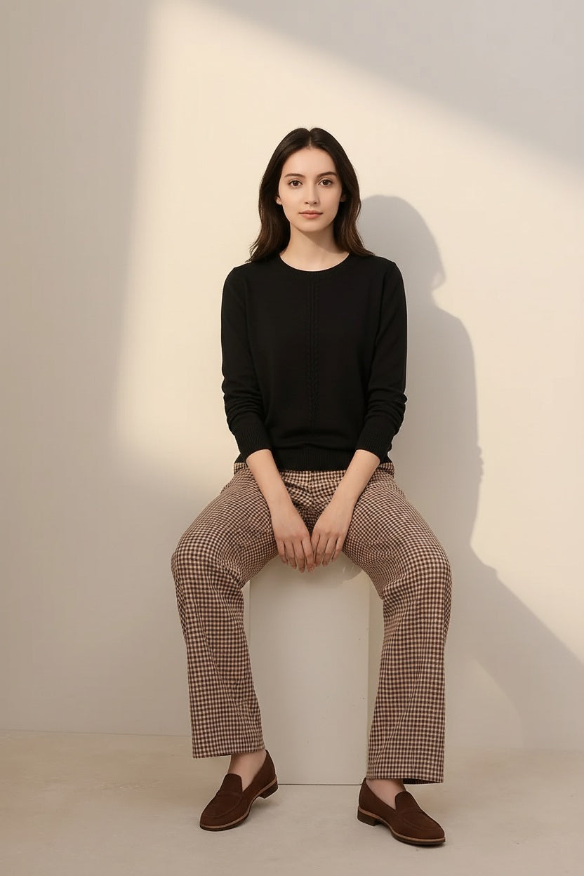 Women Solid Round Neck Sweater