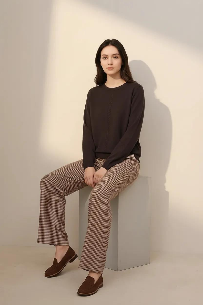 Women Solid Round Neck Sweater