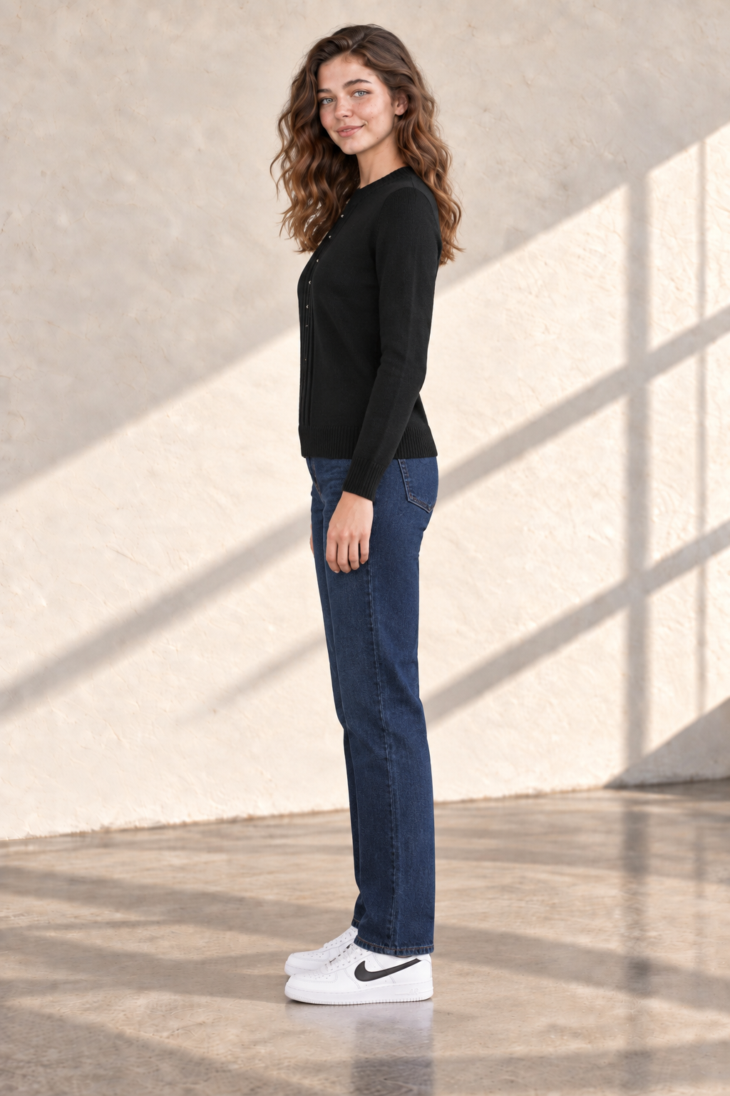 Women’s Black Acrylic Knit Sweater – Regular Fit Full Sleeve Winter Pullover