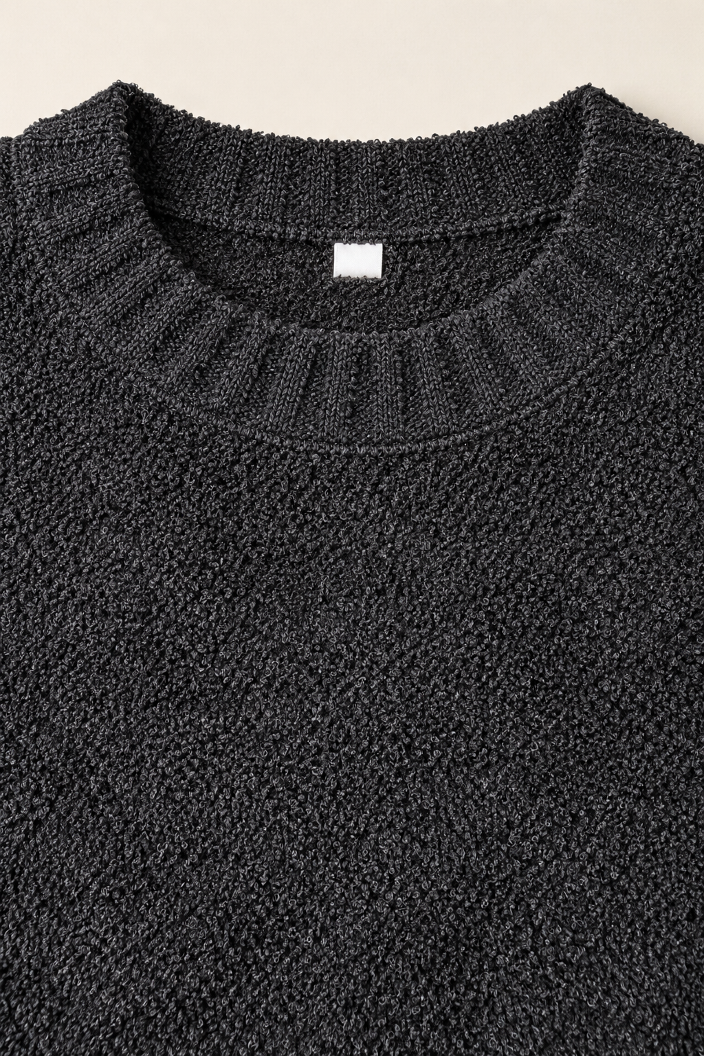 Women's Regular Fit Knitted Wool Crew Neck Sweater with Soft Textured Finish – Black