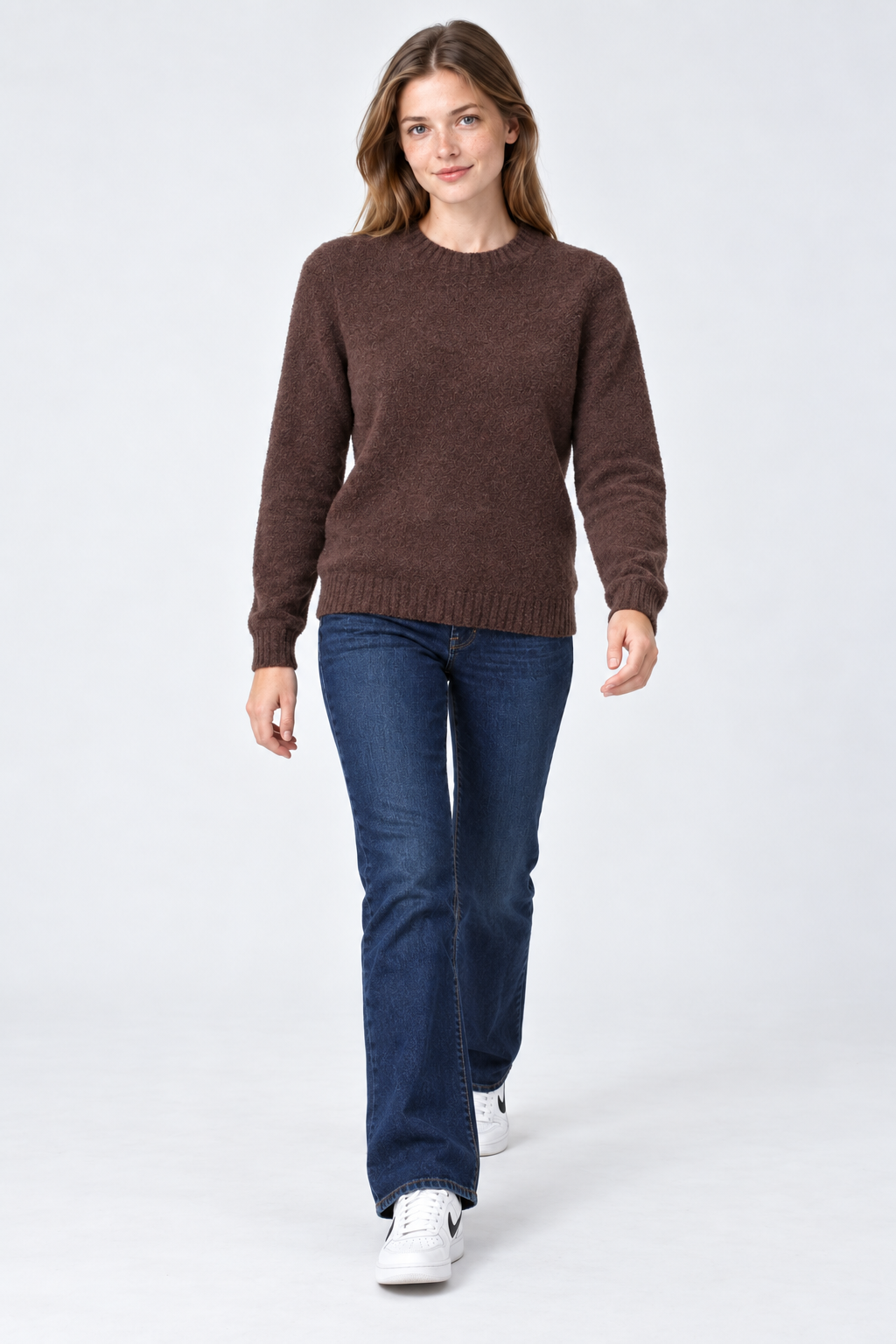 Women’s Regular Fit Knitted Sweater – Coffee Brown