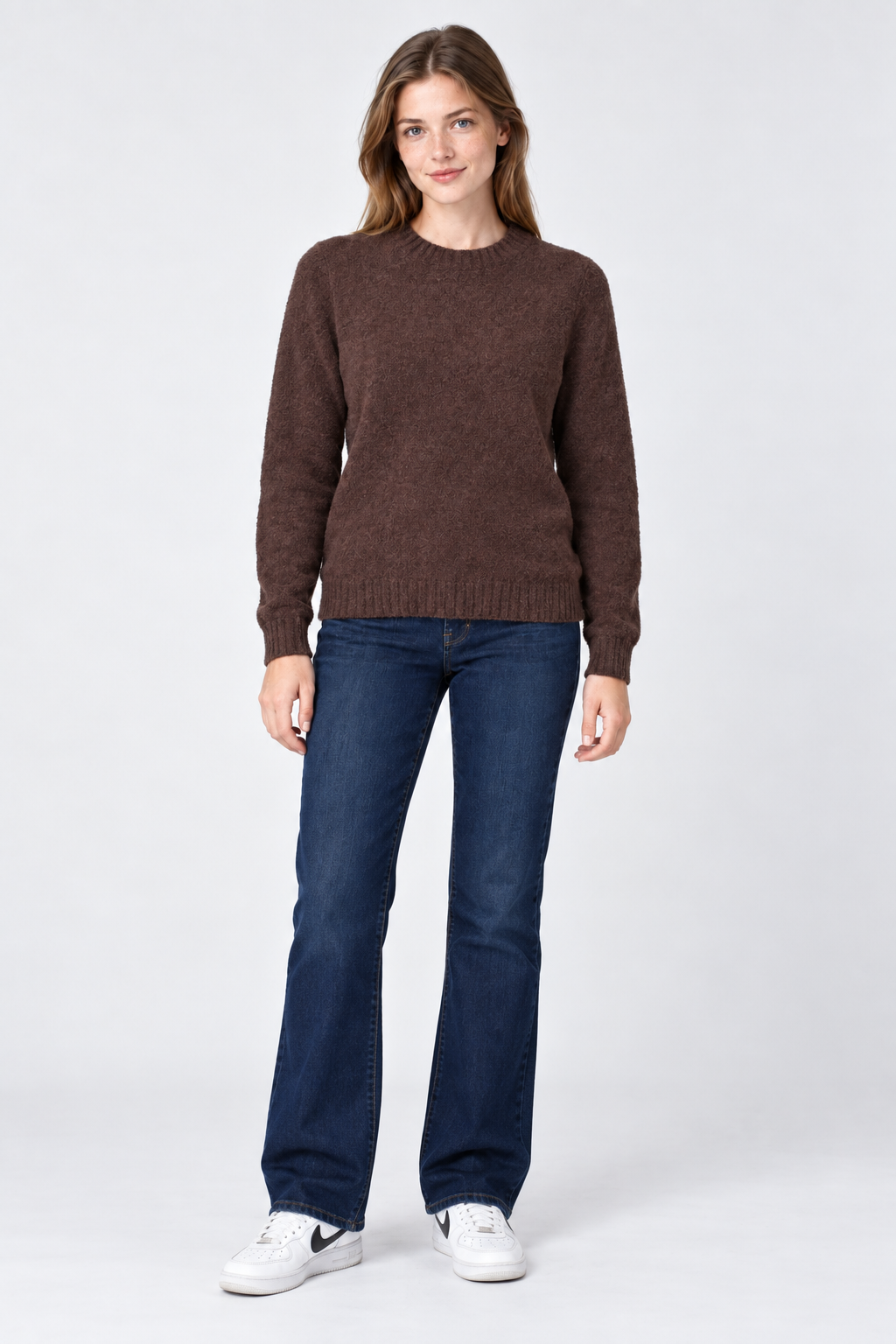 Women’s Regular Fit Knitted Sweater – Coffee Brown