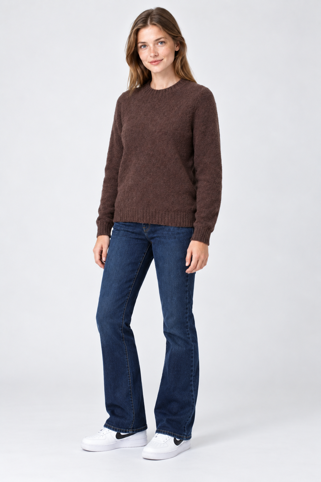 Women’s Regular Fit Knitted Sweater – Coffee Brown